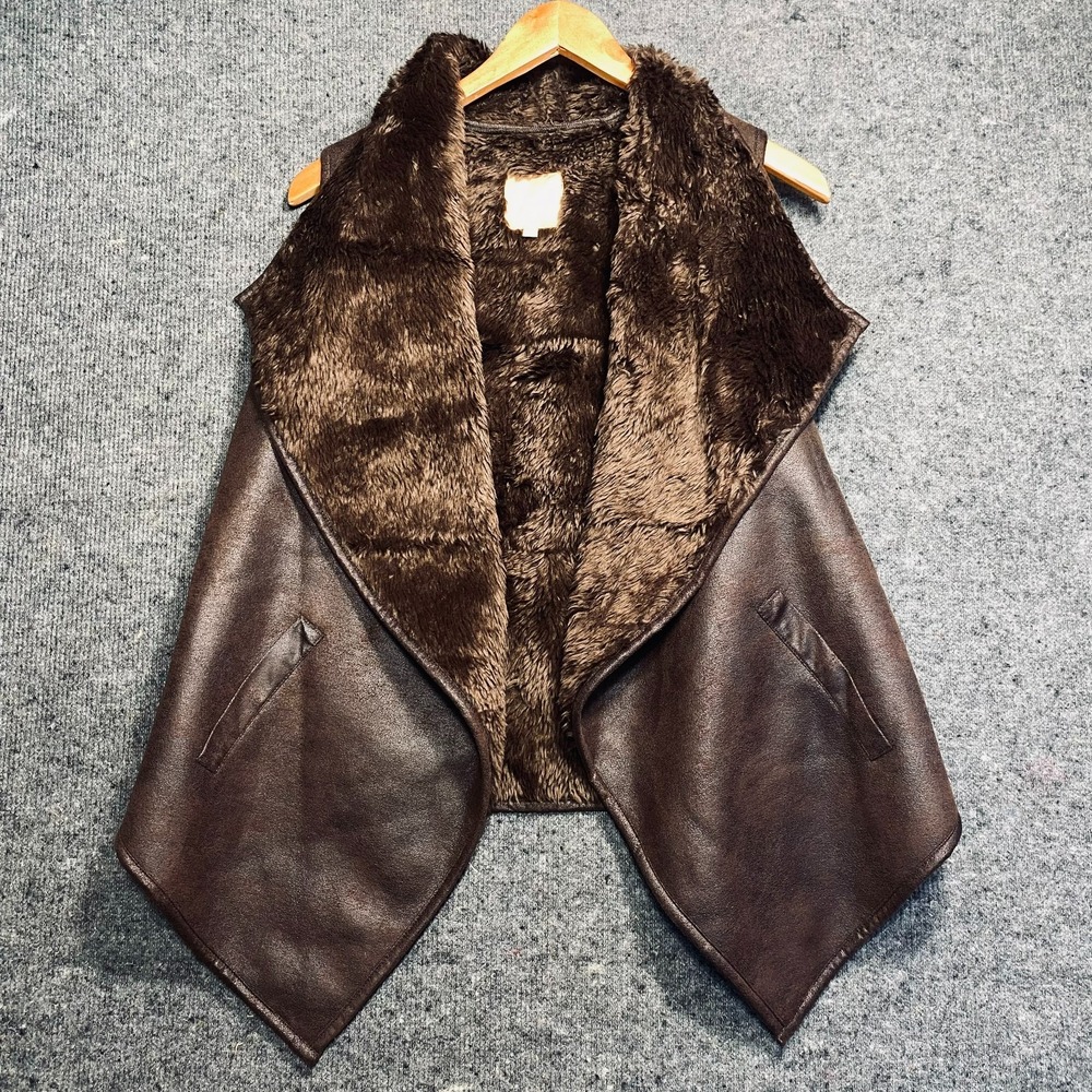NWT Woman's Takara Faux Fur Suede Leather Boho Vest Country Western Large